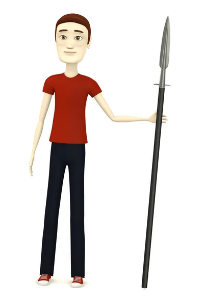 3D визуализация персонажа мультфильма с копьём — стоковое фото