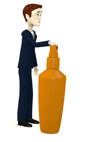3d renderização de personagem de desenho animado com spray — Fotografia de Stock