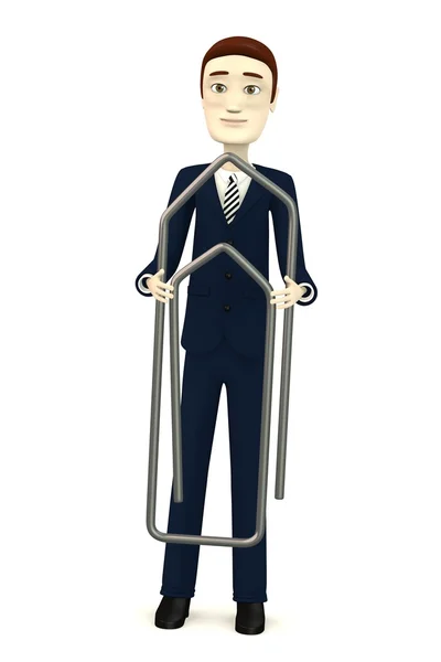 3d render of cartoon character with clip — Stock Photo, Image