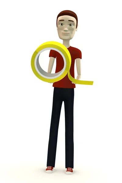 3d render of cartoon character with tape — Stock Photo, Image