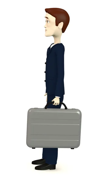 3D візуалізація мультиплікаційного персонажа з валізою — стокове фото