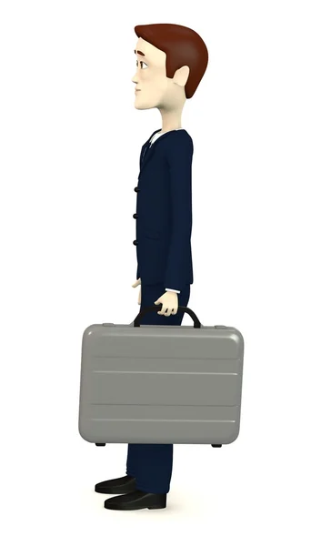 3d render of cartoon character with suitcase — Stock Photo, Image