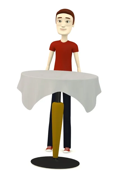 Renderização 3d de personagem de desenho animado com tabela — Fotografia de Stock