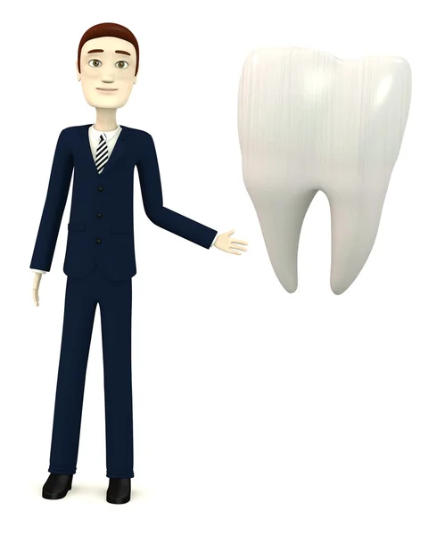 3d renderização de personagem de desenho animado com dente — Fotografia de Stock