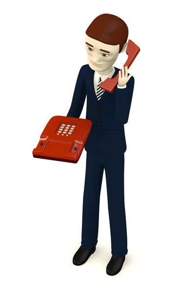 3d renderizado de personaje de dibujos animados con teléfono —  Fotos de Stock