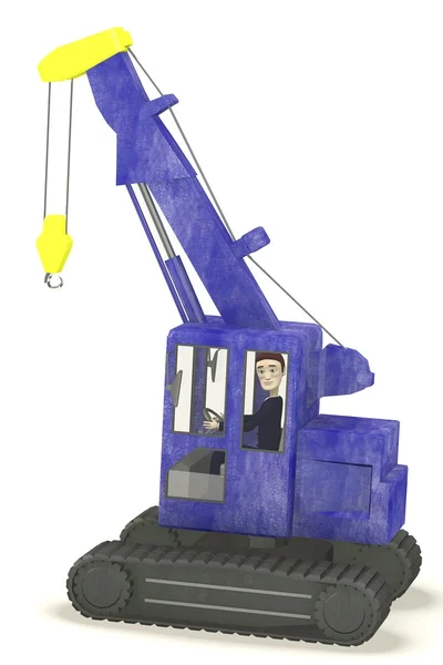 3d render of cartoon character in crane — Stock Photo, Image