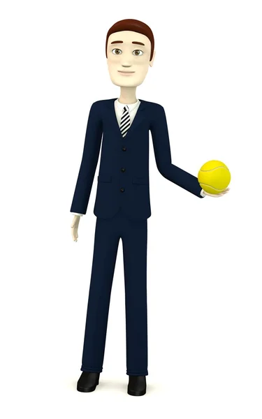 3D renderowania postać z kreskówek z piłki tenisowe — Zdjęcie stockowe