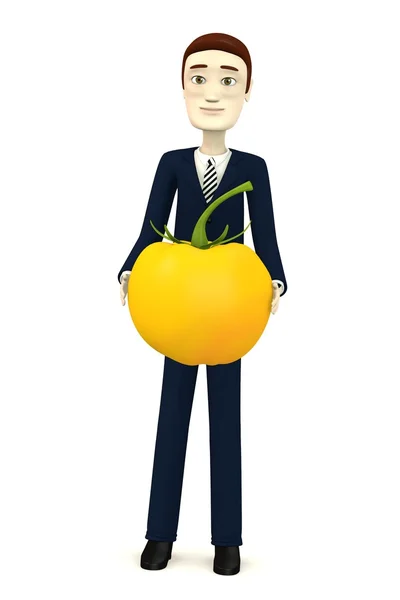 3d renderizado de personaje de dibujos animados con tomate — Foto de Stock