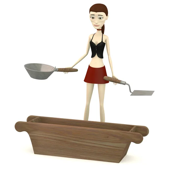 3d renderizado de personaje de dibujos animados con herramientas de construcción —  Fotos de Stock
