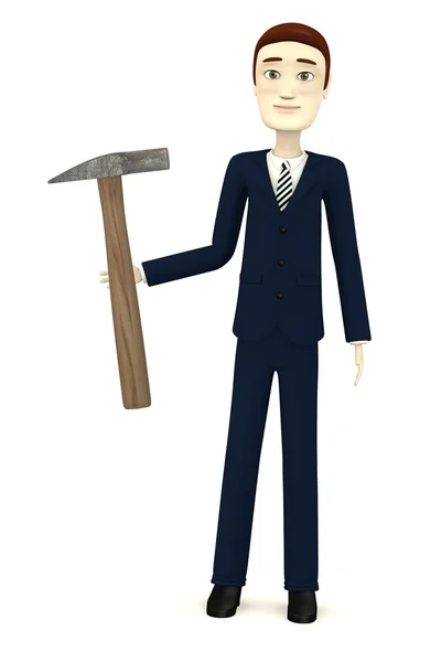 3d render of cartoon character with smithy hammer — Stock Photo, Image