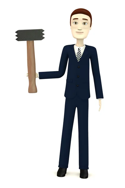 3d render of cartoon character with hammer - for stonework — Stock Photo, Image