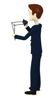 çizgi film karakteri ile el mancınık 3D render