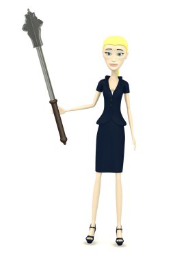 3D render mace ile çizgi film karakteri