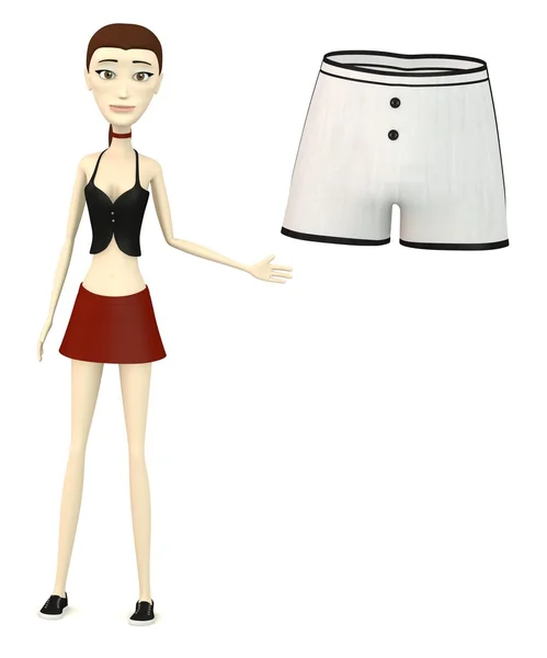 3d render of cartoon character with underwear — Stock Photo, Image