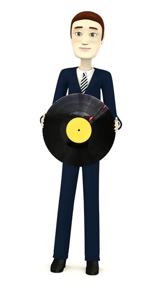 3d render of cartoon character with vinyl — Stock Photo, Image