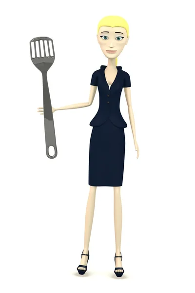 3d renderização de personagem de desenho animado com untensil cozinha — Fotografia de Stock