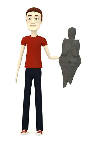 3d render of cartoon charcter with venus statue — Stock Photo, Image