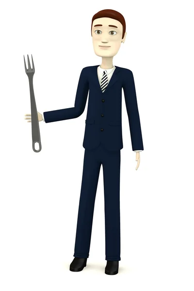 Rendering 3d del personaggio dei cartoni animati con cucina untensil — Foto Stock