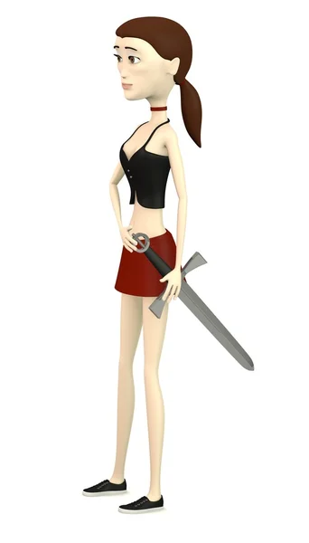 3d renderizado de personaje de dibujos animados con daga — Foto de Stock