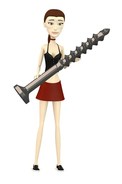 3d render of cartoon character with screw — Stock Photo, Image