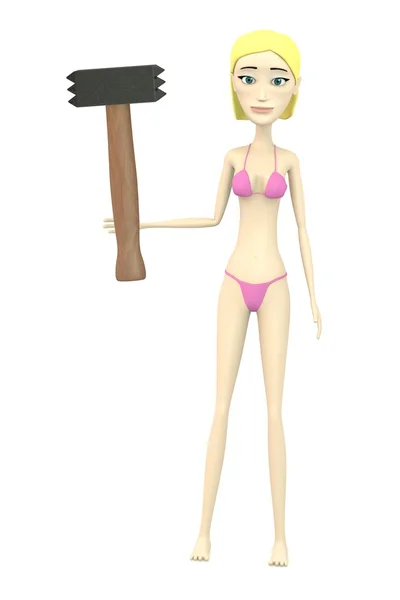 3d render of cartoon character with hammer - for stonework — Stock Photo, Image