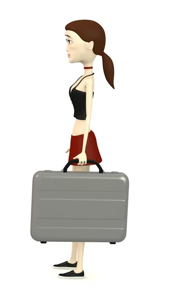 3d render of cartoon character with suitcase — Stock Photo, Image