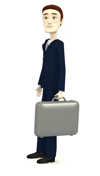 3D καθιστούν χαρακτήρα κινουμένων σχεδίων με βαλίτσα — Φωτογραφία Αρχείου