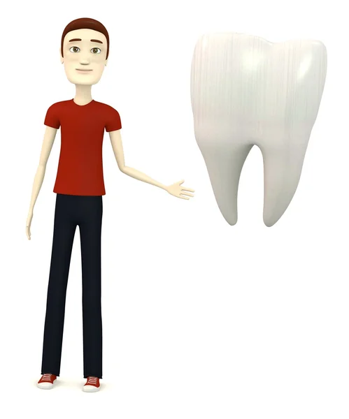 3d renderização de personagem de desenho animado com dente — Fotografia de Stock