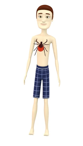 3d render of cartoon character with tick — Stock Photo, Image