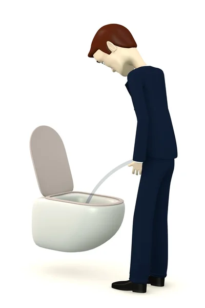 3D изображение персонажа мультфильма на унитазе — стоковое фото