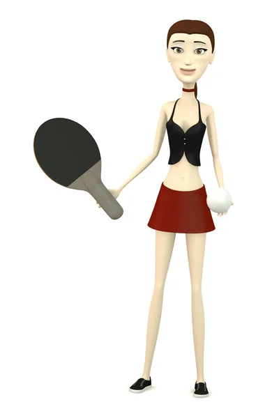 3d render of cartoon character with table tennis — Stock Photo, Image