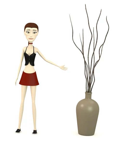 Çizgi film karakteri vazo ile 3D render — Stok fotoğraf