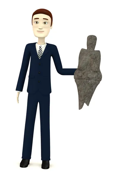3D καθιστούν charcter κινουμένων σχεδίων με το άγαλμα της Αφροδίτης — Φωτογραφία Αρχείου