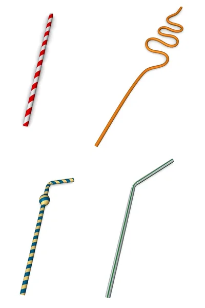Collection of 3d renders - straws — Stock Photo, Image