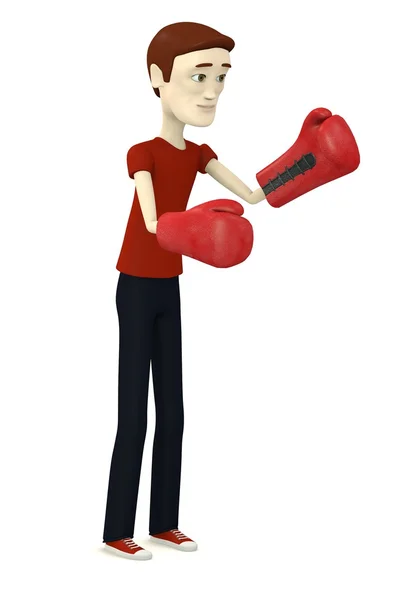3D vykreslení kresleného postavičky s boxerskými rukavicemi — Stock fotografie