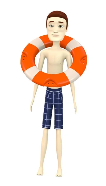 3d render of cartoon character with buoy — Stock Photo, Image