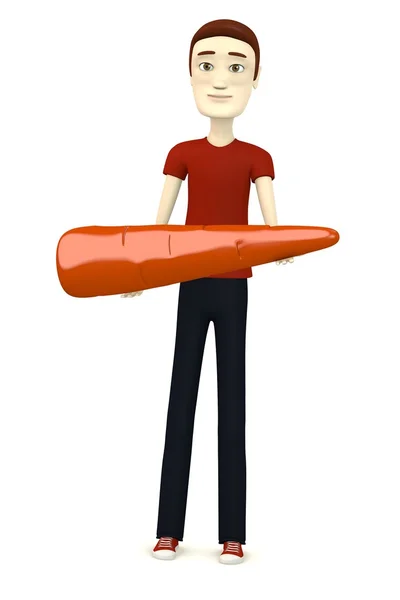 3d renderização de personagem de desenho animado com cenoura — Fotografia de Stock