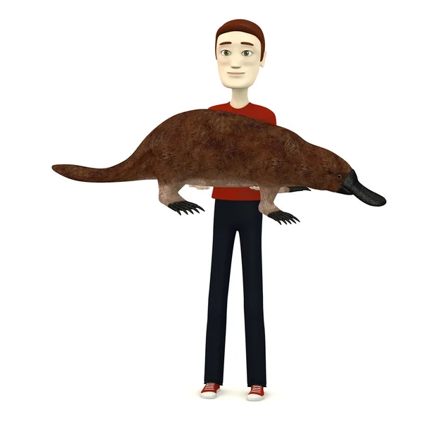 3D-Darstellung einer Comicfigur mit Schnabeltier — Stockfoto