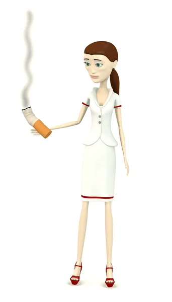 3d renderizado de personaje de dibujos animados con el cigarrillo — Foto de Stock