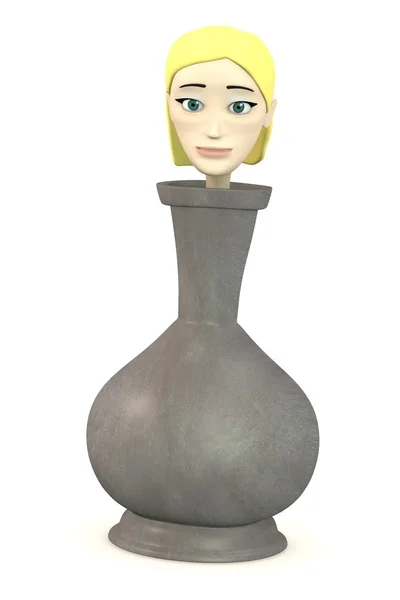 3D vykreslení kreslené postavičky v váza — Stock fotografie