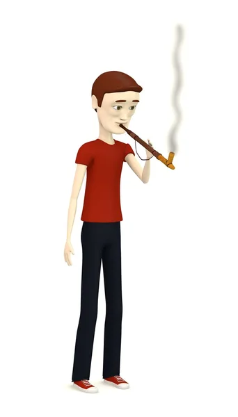 3d render of cartoon character smoking indian pipe — Stock Photo, Image