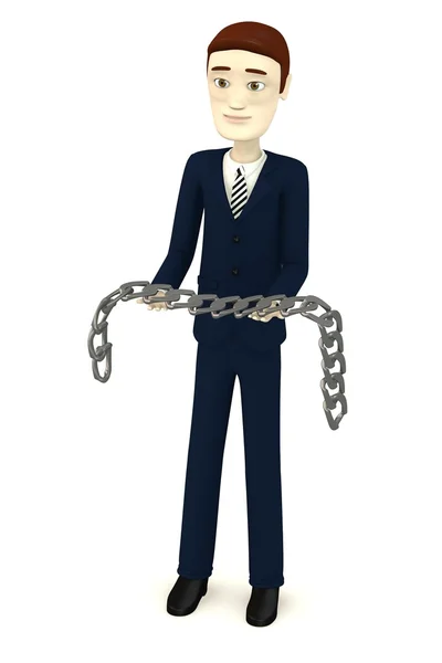 Rendering 3d del personaggio dei cartoni animati con catena — Foto Stock