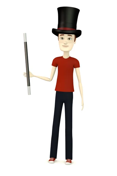 3d render of cartoon character as magician — Stock Photo, Image