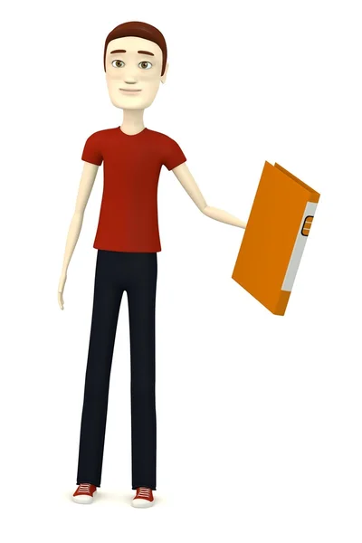 3d render of cartoon character with office files — Stock Photo, Image