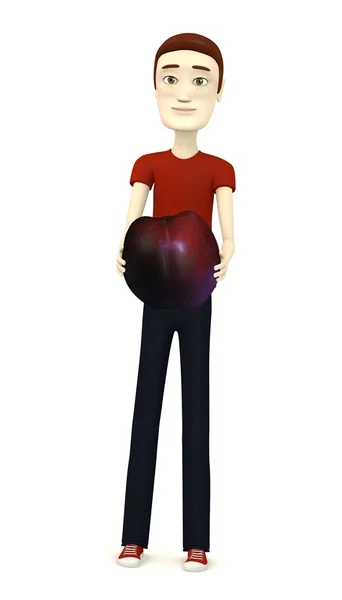 3D визуализация персонажа мультфильма с нектарином — стоковое фото