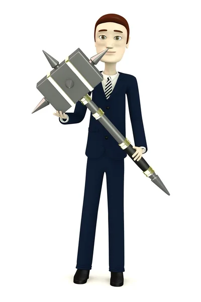 Rendering 3d del personaggio dei cartoni animati con martello — Foto Stock