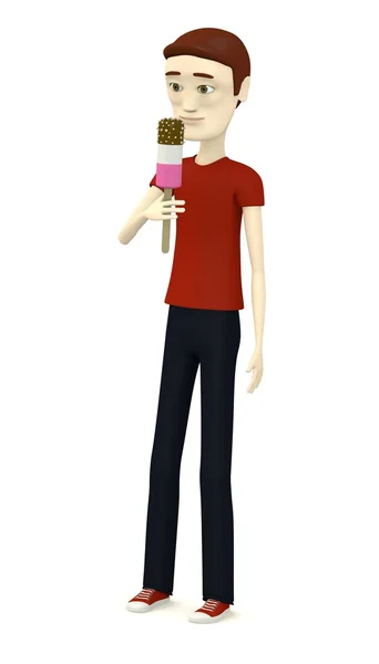 Renderização 3d de personagem de desenho animado com sorvete — Fotografia de Stock