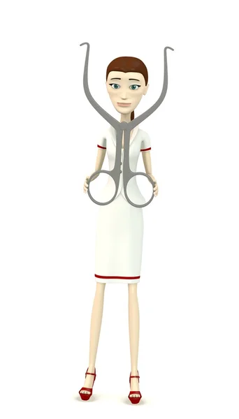 3d render of cartoon character with surgery tool — Stock Photo, Image