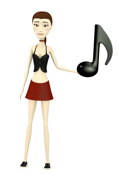 3d renderizado de personaje de dibujos animados con símbolo musical — Foto de Stock
