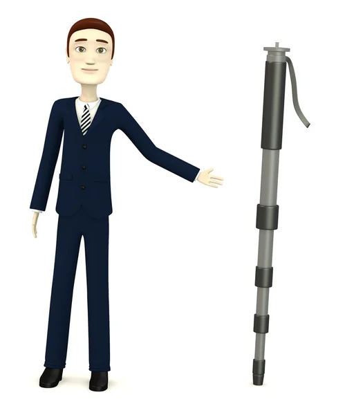 3d render of cartoon character with monopod — Stock Photo, Image